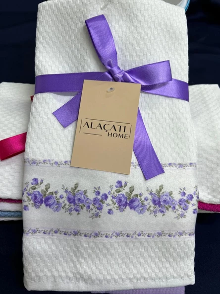 NİVEMESHOME 2 Lİ LİLA-BEYAZ ASORTİ MODEL MUTFAK HAVLUSU - 2