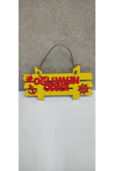 Ahşap fanatik oğlumun odası kapı süsü - 2