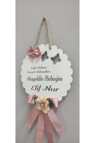 Ahşap isme özel bebek odası kapı süsü kız çocuk - 2