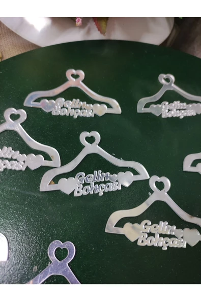 Pleksi Gümüş Gelin Bohca Süsü Yazısı 10 Adet - Resim 2