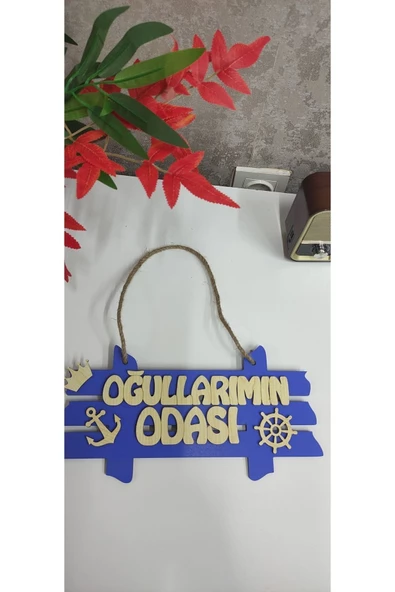 Oğullarımın Odası Kapı Süsü Mavi - 4