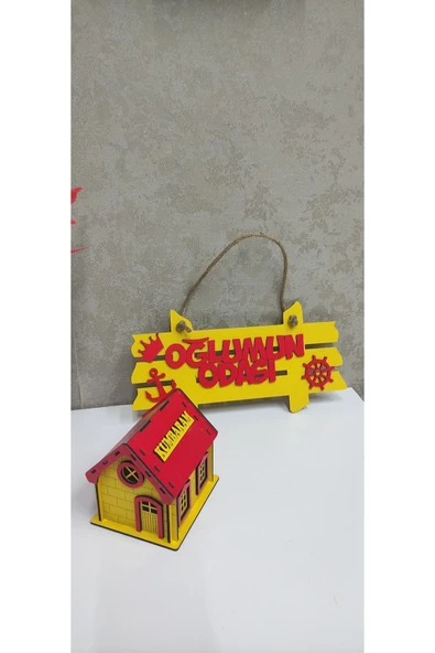 Ahşap fanatik oğlumun odası kapı süsü - 5