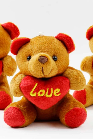 Favori Gift Anahtarlık, Love Kalpli Peluş Ayıcık Anahtarlık, Sevgiliye Hediye - 3