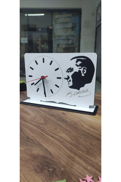 Atatürk portre ve imzalı masa üstü saat - 2