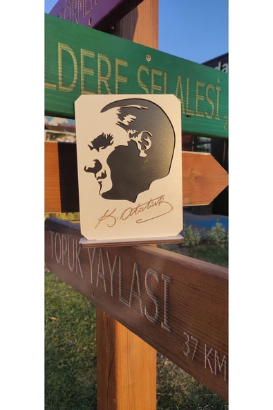 Atatürk imza masa üstü ahşap tablo ev &ofis - 3
