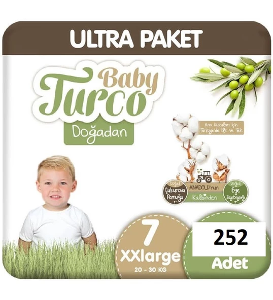Baby Turco Doğadan 7 Beden XX Large 252'li Bebek Bezi