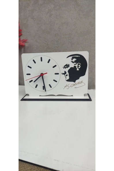 Atatürk portre ve imzalı masa üstü saat