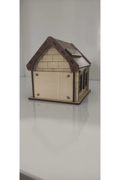 Ev kumbara Ahşap kahve renk küçük boy - 4