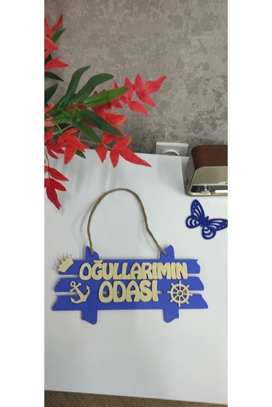Oğullarımın Odası Kapı Süsü Mavi - 1