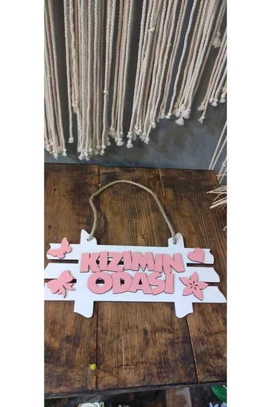 kızımın odası pembe beyaz kapı süsü - 3