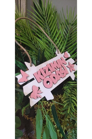 kızımın odası pembe beyaz kapı süsü - 2
