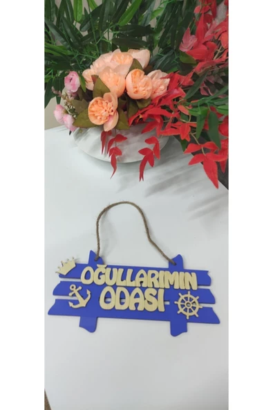 Oğullarımın Odası Kapı Süsü Mavi - 2