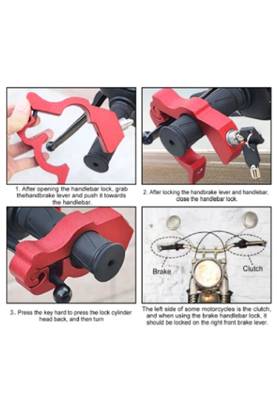 Dilek Dükkanı Universal Fren Manet Kilidi , Gaz Kilidi Handlebar Lock - 4