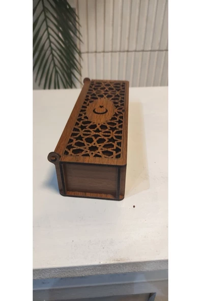 Ay Yıldızlı Tesbih& Kalem Ahşap Kutu - Resim 2