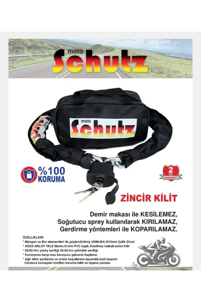 Yale Kilit Moto Schutz Hard150 Kesilmez Motorsiklet Zincir Kilit 150Cm