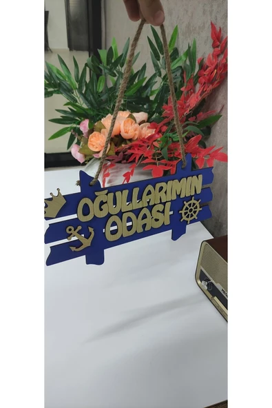 Oğullarımın Odası Kapı Süsü Mavi - 3