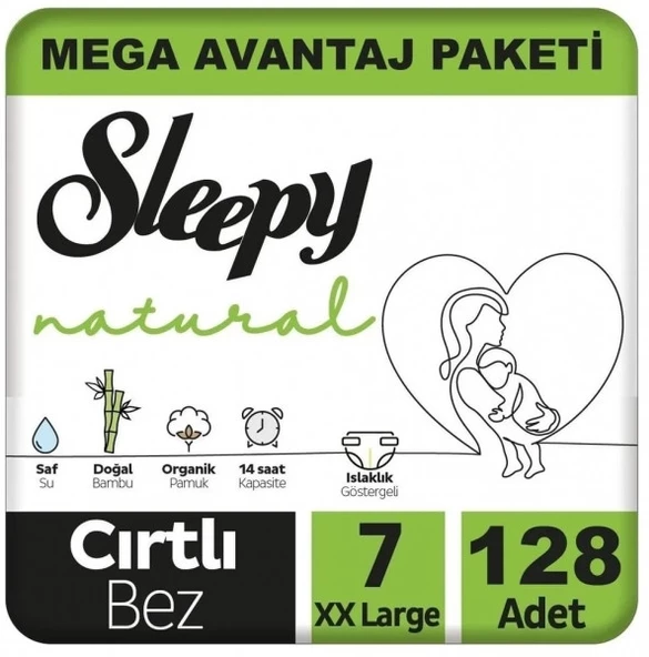 Sleepy Natural 7 Numara XXLarge 128'li Bebek Bezi