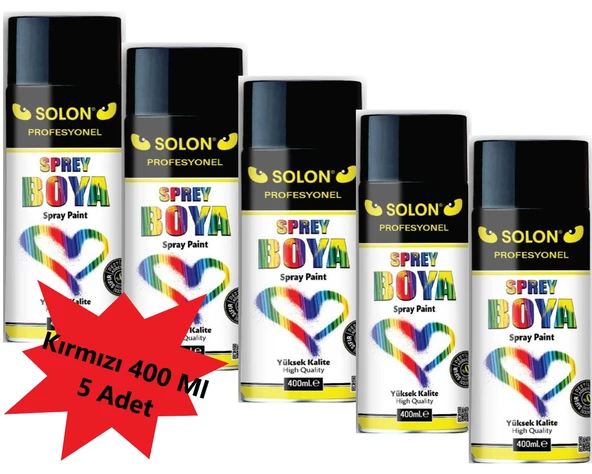 5 Adet Sprey Boya Bayrak Kırmızı, 400 Ml