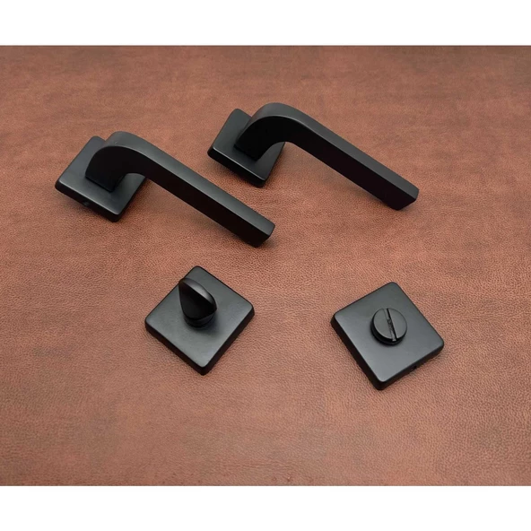 Tog Mat Siyah Kare Rozetli Wc Banyo Kapı Kolu 1 Takım ürün görseli