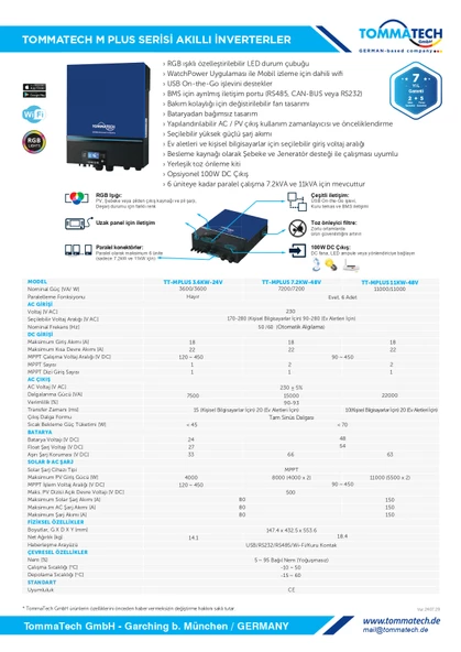 TommaTech MPlus 7.2K 48V MPPT 1Faz Akıllı İnverter Çevirici İnvertör - 3