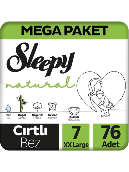 Sleepy Natural 7 Numara Xx Large 76'Lı Bebek Bezi