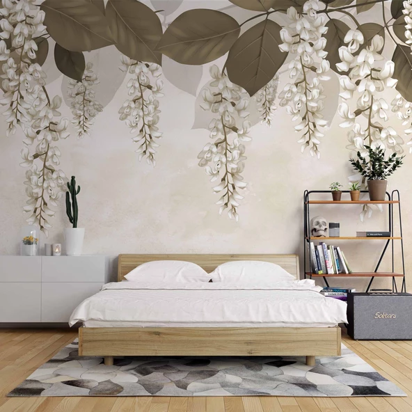 Soft Sarkan Çiçek Desenli Modern Duvar Kağıdı Baskı - 2