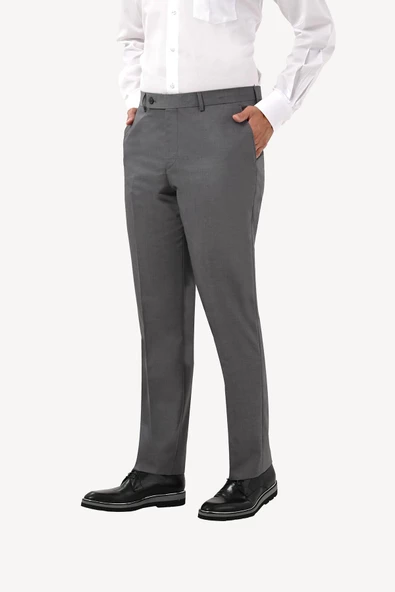 Vakamen Erkek Füme Regular Fit Yünlü Kumaş Pantolon-6881 - 2