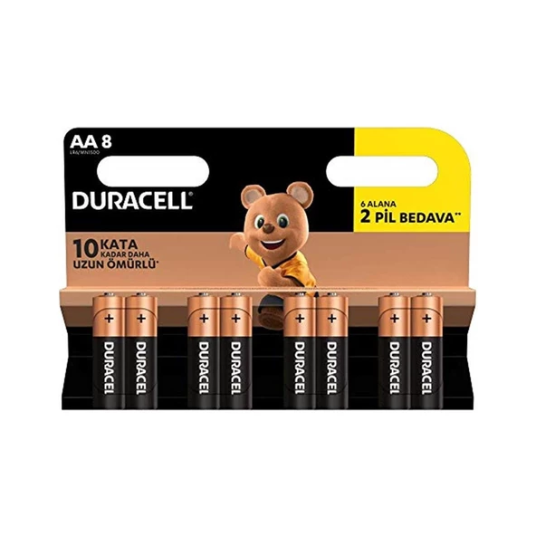 Duracell AA Kalem Pil 8 Adet