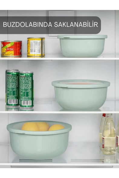 Kapris Ayza 3 Lü Yuvarlak Saklama Kabı Seti Yeşi 593 - 4