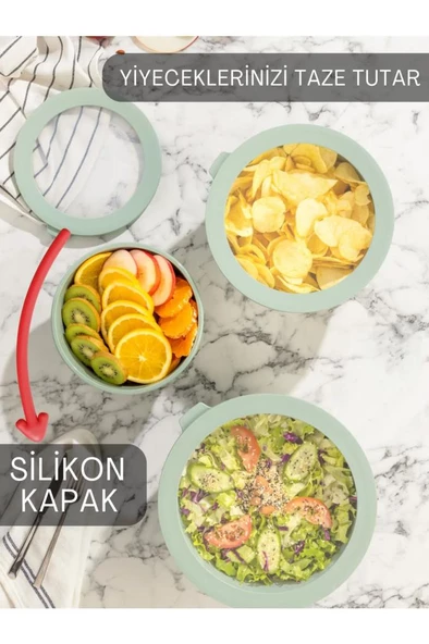 Kapris Ayza 3 Lü Yuvarlak Saklama Kabı Seti Yeşi 593 - 3