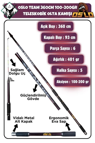 Okuma RV-65 Oslo Team 360cm 100-200gr Göl ve Deniz Olta Seti - 3