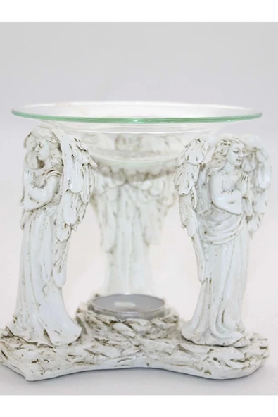 Buhardanlık Melek Seramik Cam Buhurdanlık Ayakta Dua Eden Melekler - Resim 3
