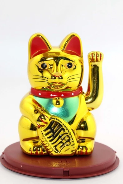 Maneki Neko Feng Shui Bereket Şans Mutluluk Çağıran Şans Kedisi Solar Panelli Hareketli Pati Feng Shui Kaideli