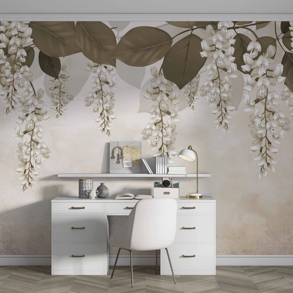 Soft Sarkan Çiçek Desenli Modern Duvar Kağıdı Baskı - 4