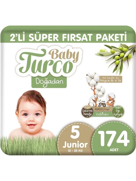 Baby Turco Doğadan 5 Numara Junior 174'lü Bebek Bezi