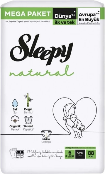 Sleepy Natural 6 Numara XLarge 88'li Bebek Bezi ürün görseli 1