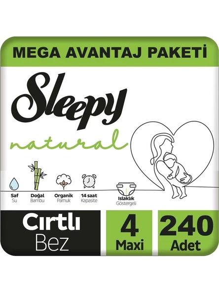 Sleepy Natural 4 Numara Maxi 240'Lı Bebek Bezi ürün görseli