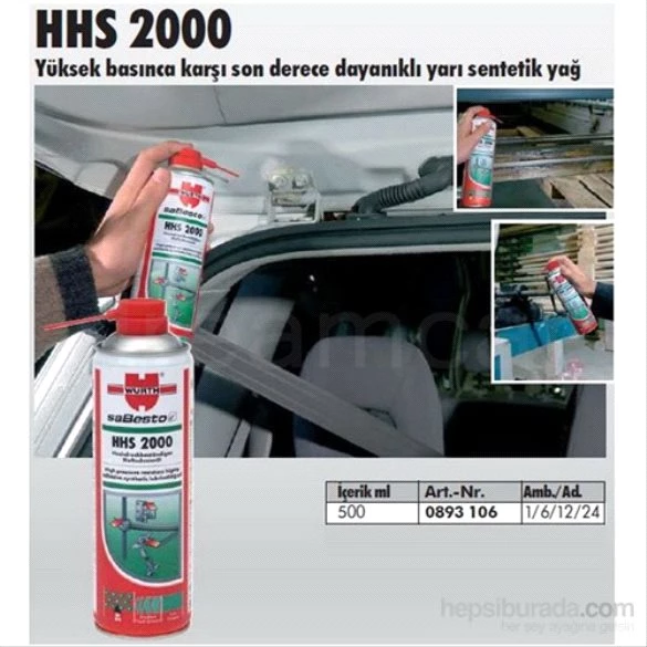 Würth HHS 2000 Yağlama Spreyi Tutunma Özellikli Sıvı Gres 500 ml - Resim 4