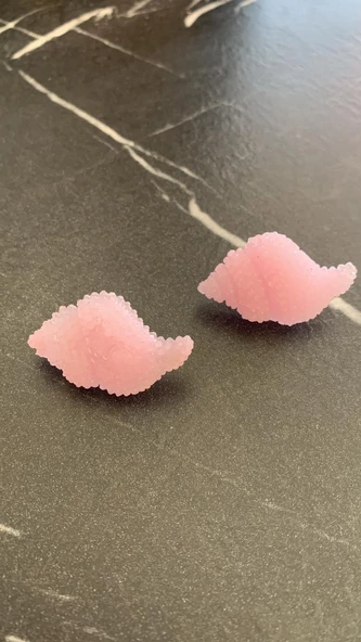 Parlak Pembe Renkli İstiridye Şekilli Küpe Gümüş Aksesuarlı El Yapımı Epoksi Hediyelik - Resim 6