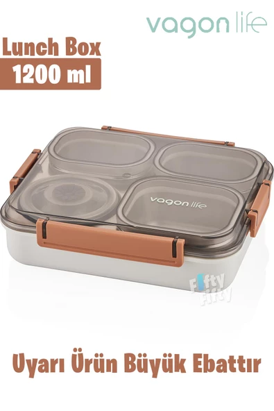 Vagonlife Büyük Ebat 1200 ML (Sızdırmaz,Karışmaz 4 Bölmeli) Lunch Box Yeni Nesil Sefer Tası -FF7080 - 7