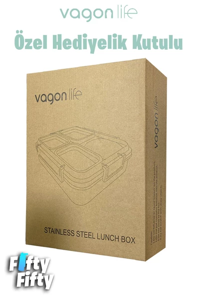 Vagonlife Büyük Ebat 1200 ML (Sızdırmaz,Karışmaz 4 Bölmeli) Lunch Box Yeni Nesil Sefer Tası -FF7080 - 6