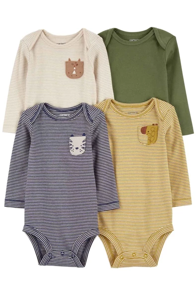 Carter's Erkek Bebek Uzun Kollu Body Set 4'lü Paket 1R697910 Renkli