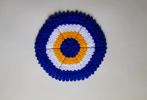 Banyo Lifi Yün El Örmesi 3'lü Ceyizlik Seti Nazar Bocuklu Desenli - 4