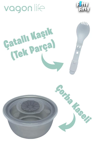 Vagonlife Büyük Ebat 1200 ML (Sızdırmaz,Karışmaz 4 Bölmeli) Lunch Box Yeni Nesil Sefer Tası -FF7080 - 4