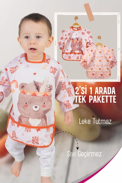 Bohem Bear 2'li Kombin Kollu Mama Önlüğü