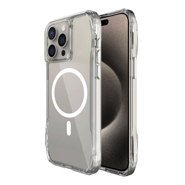 iPhone 15 Pro Max Kapak Magsafe Şarj Özellikli Airbagli Şeffaf Zore İncek Kapak ürün görseli