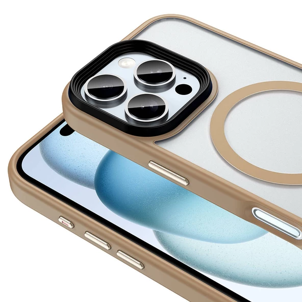 Apple iPhone 16 Pro Max Kılıf Mat Arka Yüzey Wireless Şarj Özellikli Zore Flet Magsafe Kapak - Resim 11