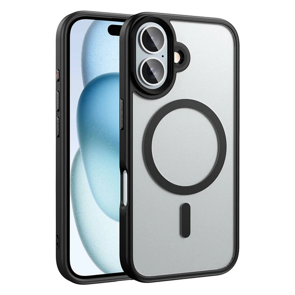 Apple iPhone 16 Plus Kılıf Mat Arka Yüzey Wireless Şarj Özellikli Zore Flet Magsafe Kapak - Resim 3