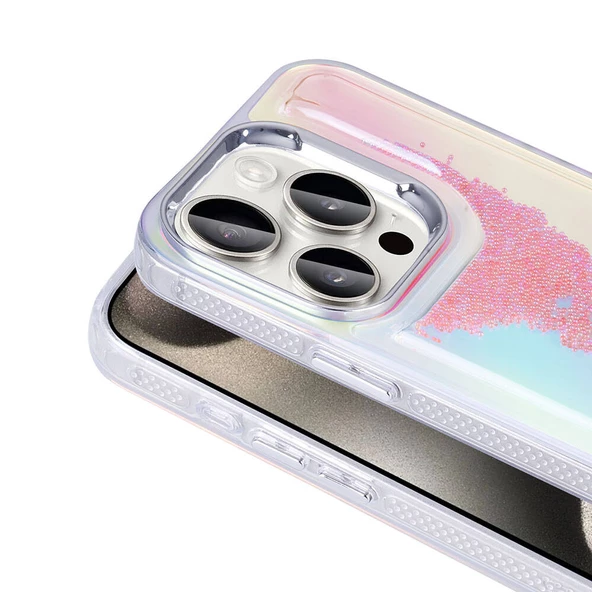 Apple iPhone 15 Pro Max Kılıf Airbagli Renkli Arka Yüzey Boncuk Tasarımlı Zore Kumul Kapak - Resim 10