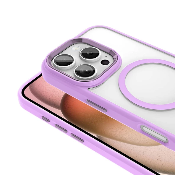 Apple iPhone 16 Pro Kılıf Wireless Şarj Özellikli Zore Krom Magsafe Silikon Kapak - Resim 12